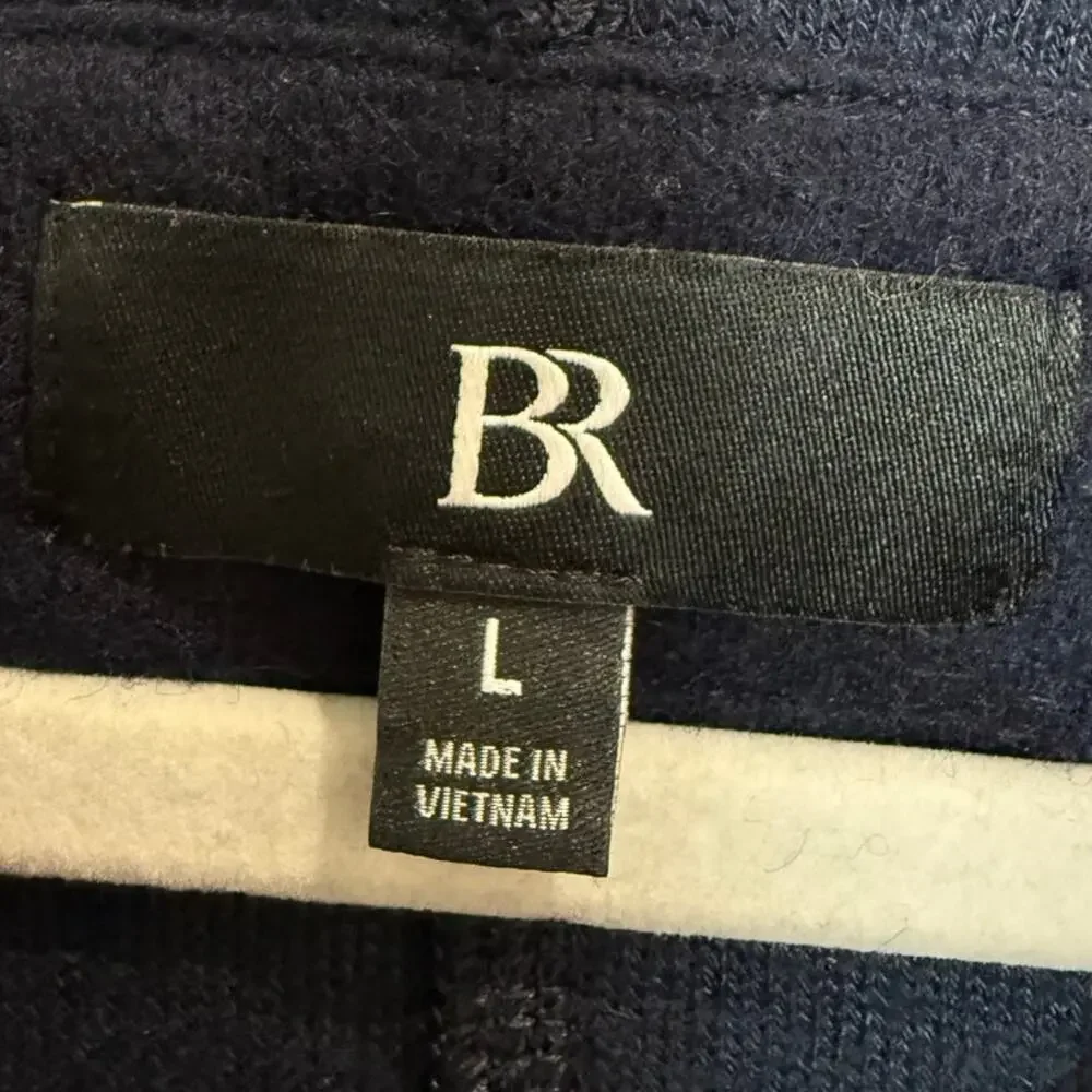 Banana Republic Navy Blue Wool Brushed Crew Neck Long Sleeve Sweater Men's Large